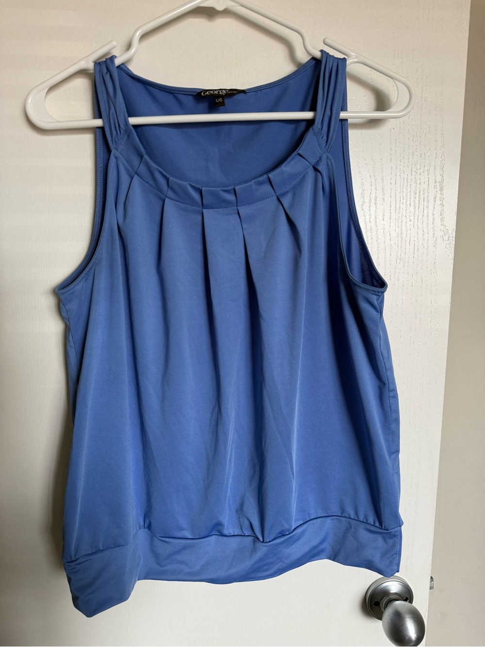 George Blue Pleated Tank Top Womens Size Large
